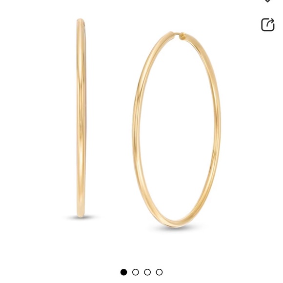 Italian Gold 50.0mm Continuous Tube Hoop Earrings in 14K Gold - NWT - Picture 2 of 3